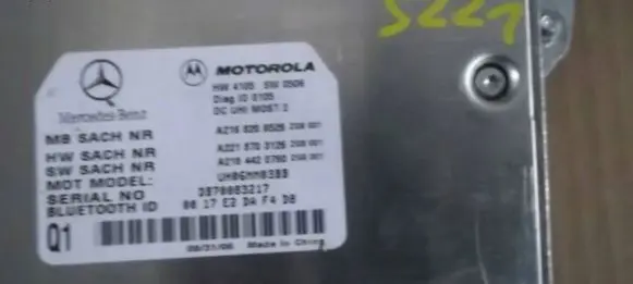 Mercedes-Benz S W221 Bluetooth control unit module A2168206526