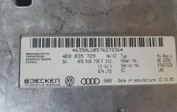 Audi A6 S6 C6 4F MMI control unit 4E0035729