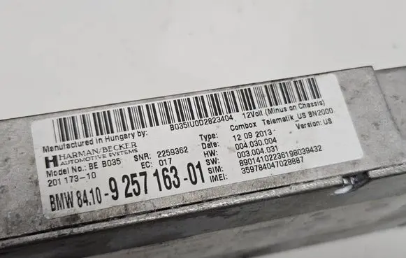 BMW X6 M Bluetooth control unit module 9257163 B0351U0D2823404 2259362