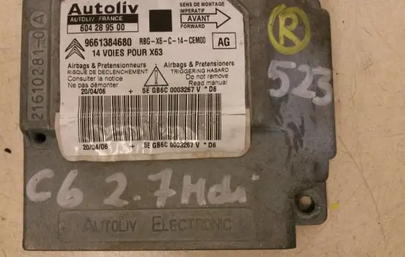 Citroen C6 Airbag control unit/module 9661384680 604289500