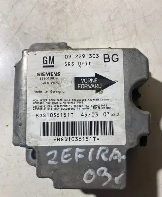 Opel Zafira A Airbag control unit/module 09229303 BGS1036151T 330518650