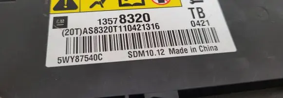 Opel Insignia A Airbag control unit/module 13578320 5WY87540C SDM1012