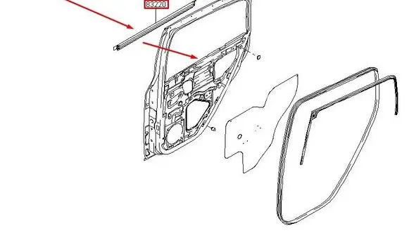 Hyundai Getz Rear door windshield rail 832201C001