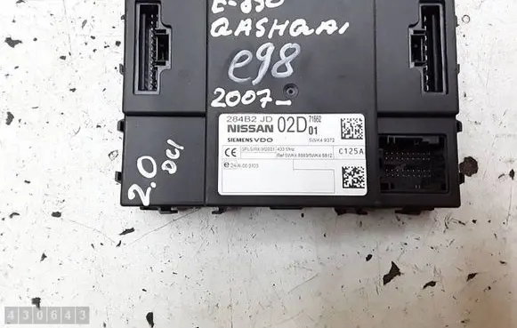 Nissan Qashqai Comfort/convenience module 284B2JD02D 5WK49372 24AH000103